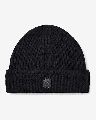 Black Ribbed Logo Beanie