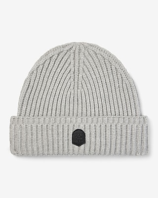 Light Gray Ribbed Logo Beanie