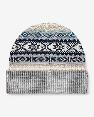 Gray Fair Isle Beanie