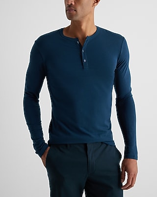 Supersoft Long Sleeve Henley T-Shirt Gray Men's XXL Tall