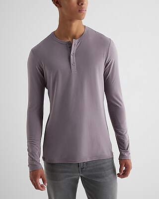 Supersoft Long Sleeve Henley T-Shirt Purple Men's XL