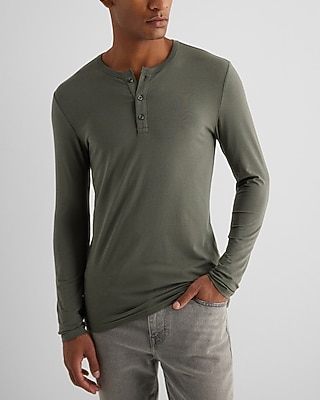 Supersoft Long Sleeve Henley T-Shirt Gray Men's M