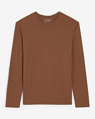 Supersoft Long Sleeve Crew Neck T-Shirt Brown Men's XXL Tall