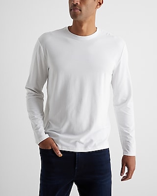 Supersoft Long Sleeve Crew Neck T-Shirt White Men's XXL Tall