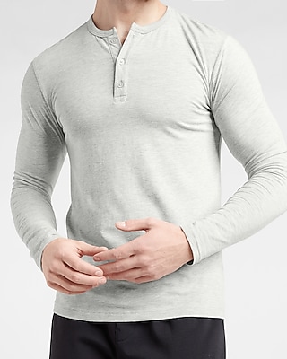 Slim Supersoft Long Sleeve Henley T-Shirt Gray Men's XS