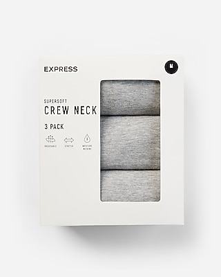 Express Men's 3 Pack Supersoft Crew Neck T-Shirts in Gray XS