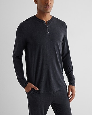 Cashmere-Blend Henley Gray Men's XXL Tall