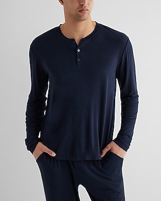 Cashmere-Blend Henley Blue Men's L