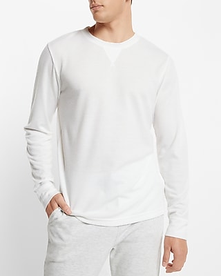 Waffle Knit Crew Neck Long-Sleeve Pajama Shirt