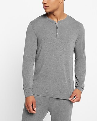 Cashmere Blend Long Sleeve Henley T-Shirt
