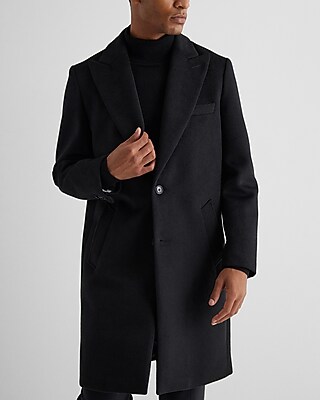 Black Wool-Blend Topcoat
