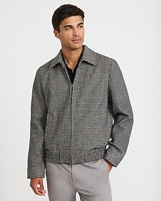 Textured Houndstooth Zip Jacket