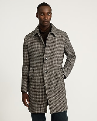 Houndstooth Wool-Blend Topcoat