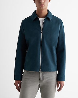 Dark Teal Faux Suede Zip Jacket Default Men's L