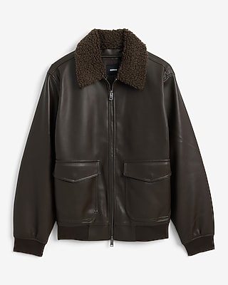 Removable Faux Sherpa Collar Aviator Jacket
