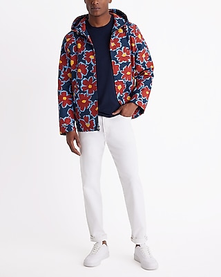 Floral Hooded Zip Jacket Multi-Color Men's XS