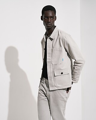 Express X Simon Spurr Stone Denim Chore Jacket