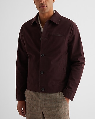 Burgundy Cotton Stretch Shirt Jacket