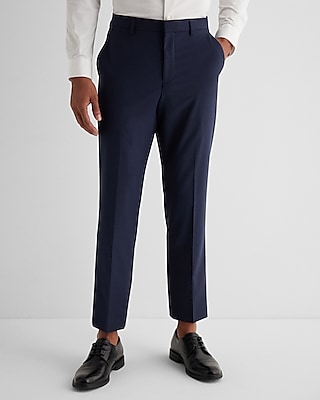 Slim Navy Wool-Blend Modern Tech Suit Pants
