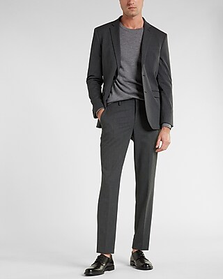 Slim Gray Solid Modern Tech Performance Suit Pants