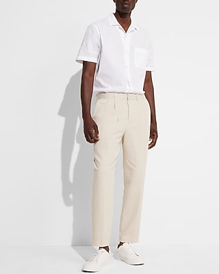 Express X Simon Spurr Wool-Blend Pleated Belted Suit Pants
