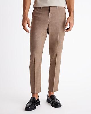 Slim Light Brown Slub Suit Pants Brown Men's W32 L30