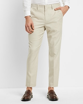 Slim Khaki Slub Suit Pants