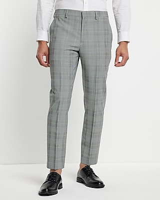 Extra Slim Plaid Wool-Blend Modern Tech Suit Pants