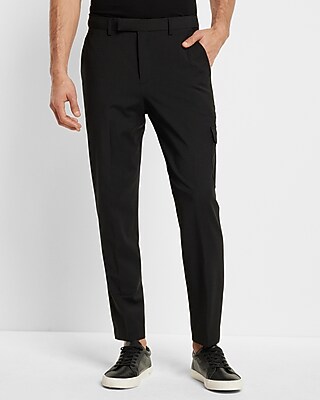 Slim Black Wool-Blend Modern Tech Cargo Dress Pants