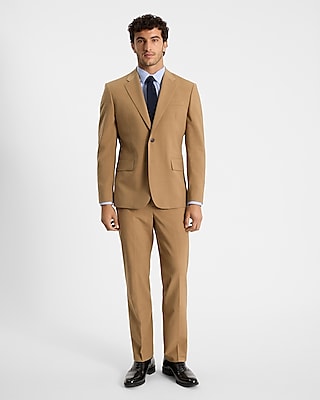 Classic Tan Wool-Blend Modern Tech Suit Pants
