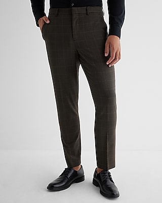 Extra Slim Windowpane Wool-Blend Modern Tech Suit Pants