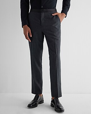 Slim Gray Wool-Blend Tuxedo Pants