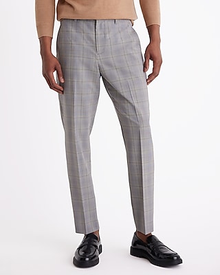 Extra Slim Gray Plaid Modern Tech Suit Pants