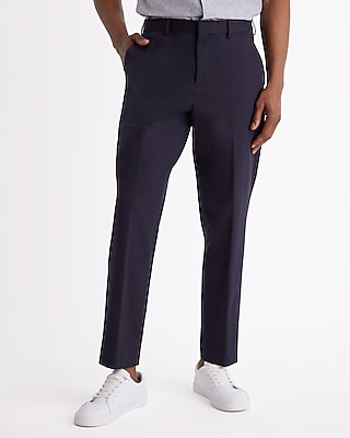 Men's Slim Navy Cotton-Blend Knit Dress Pants Blue W36 L30