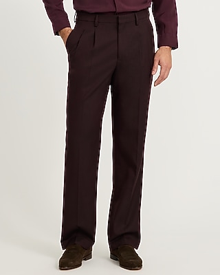 Relaxed Maroon Brushed Flannel Suit Pant