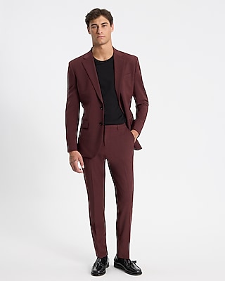 Skinny Fit Suit Pants - Burgundy - Men