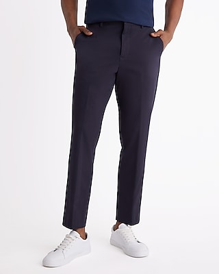 Men's Extra Slim Navy Cotton-Blend Knit Dress Pants Blue W28 L28