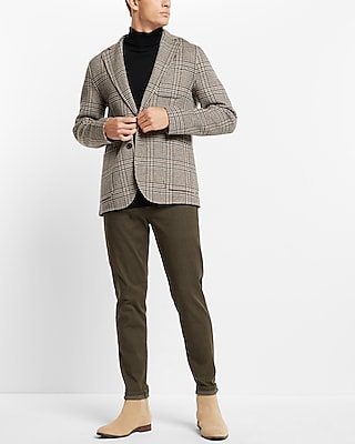Slim Wool-Blend Plaid Jacket