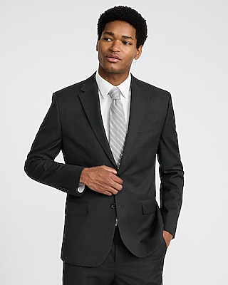 Express Men's Slim Dark Stretch Suit Jacket in Gray