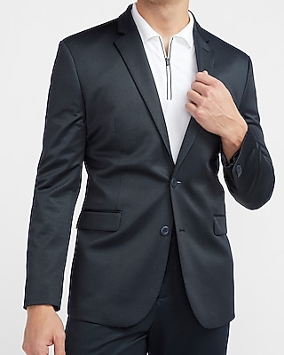 Slim Textured Navy Luxe Comfort Soft Suit Jacket