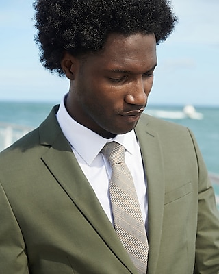 Extra Slim Olive Chambray Suit Jacket
