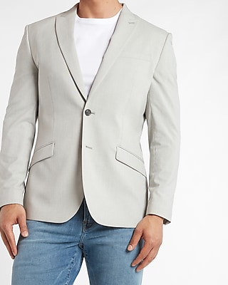 Classic Textured Light Gray Rayon-Blend Suit Jacket