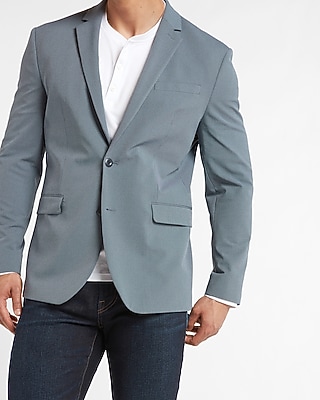 Classic Striped Dusty Blue Tech Suit Jacket