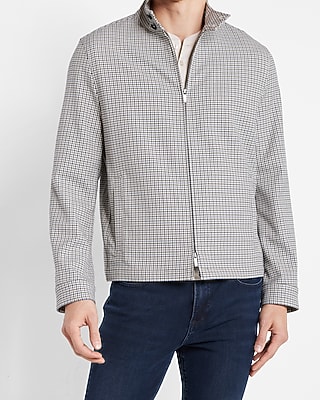 Slim Multi Color Houndstooth Harrington Suit Jacket