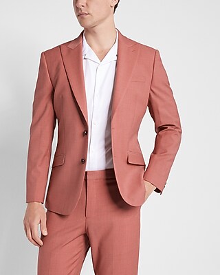 Limited Edition Slim Apricot Herringbone Wool-Blend Modern Tech Suit Jacket