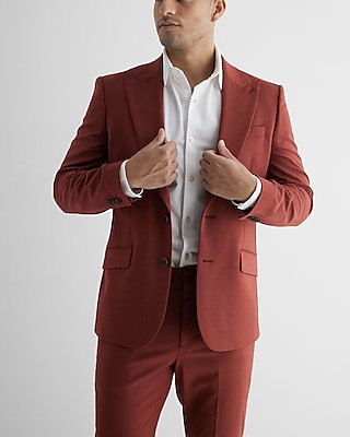 Slim Red Wool-Blend Modern Tech Suit Jacket