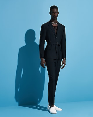 Express X Simon Spurr Wool-Blend Belted Suit Jacket