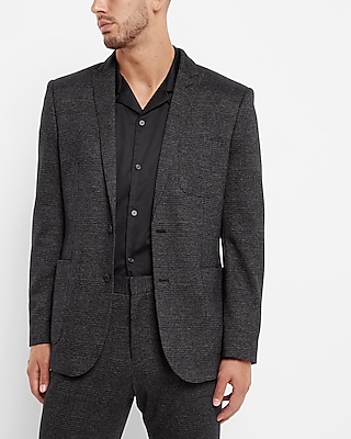 Extra Slim Plaid Knit Suit Jacket