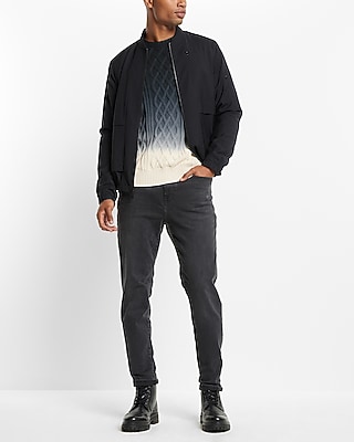 Wool-Blend Modern Tech Bomber Jacket