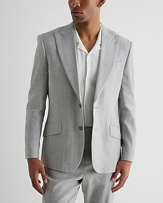 Slim Gray Linen-Blend Suit Jacket